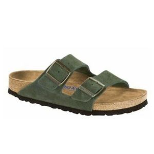 Birkenstock Arizona Green Suede Sandals Two Straps